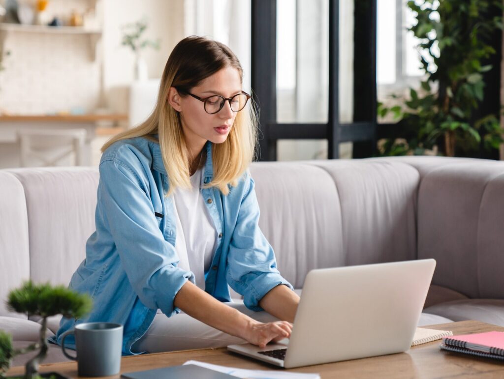 Young beautiful student tutor businesswoman teacher working e-learning teaching from home remotely